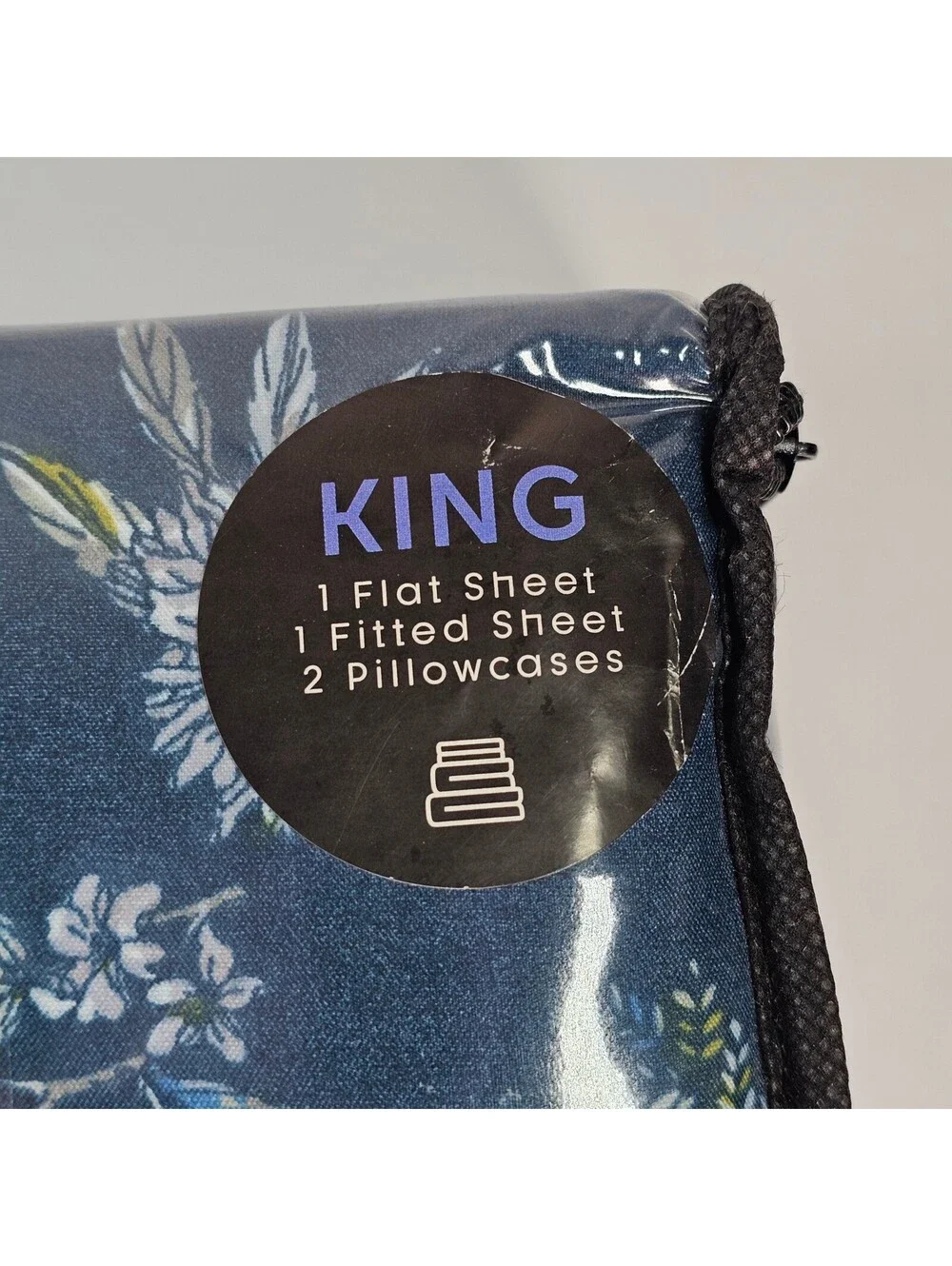 Home Details Luxury Hotel Collection King Sheet Set 4pc Navy Blue Floral Floral